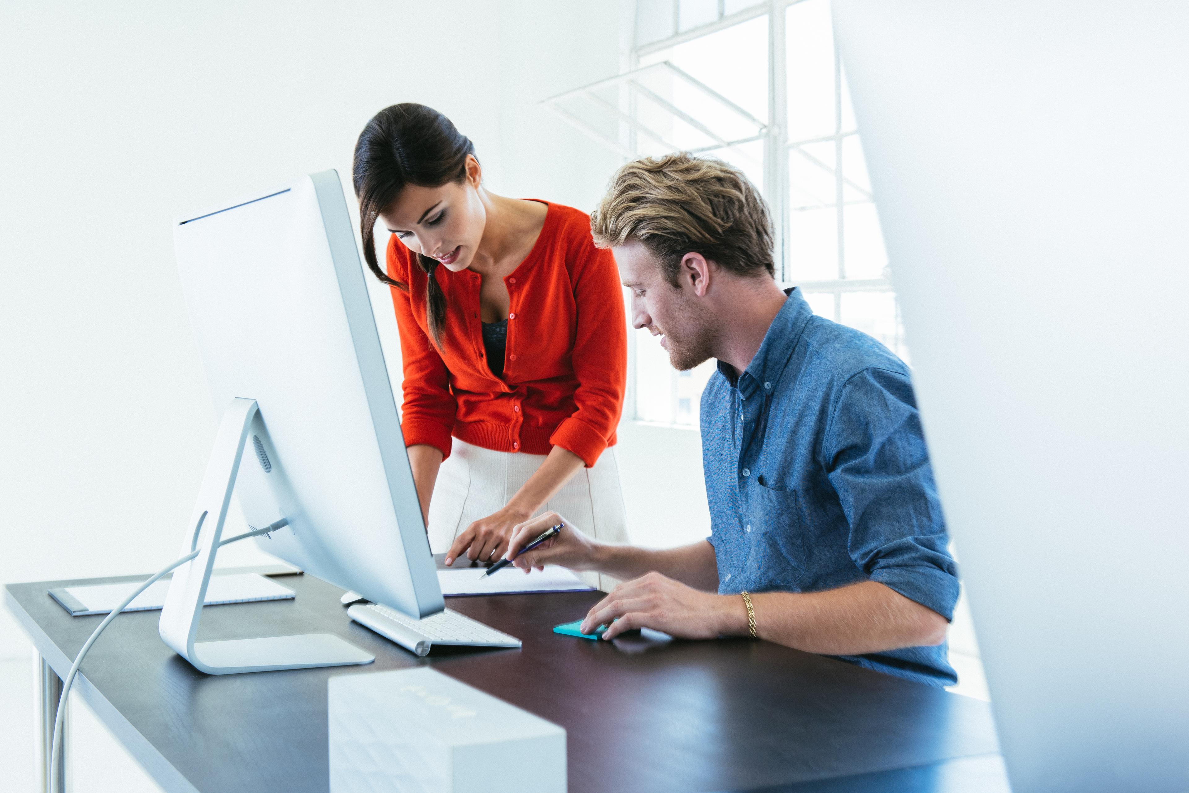 Business people working on computer